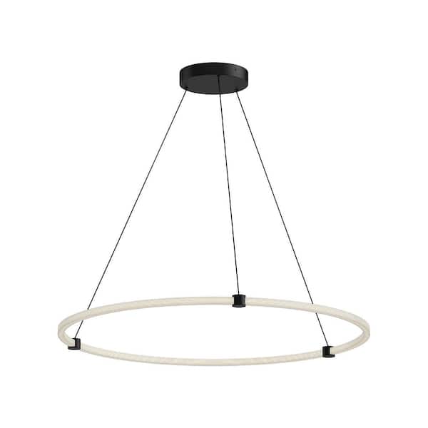 KUZCO Bruni 40 in. 1 Light 53-Watt Black Integrated LED Pendant Light