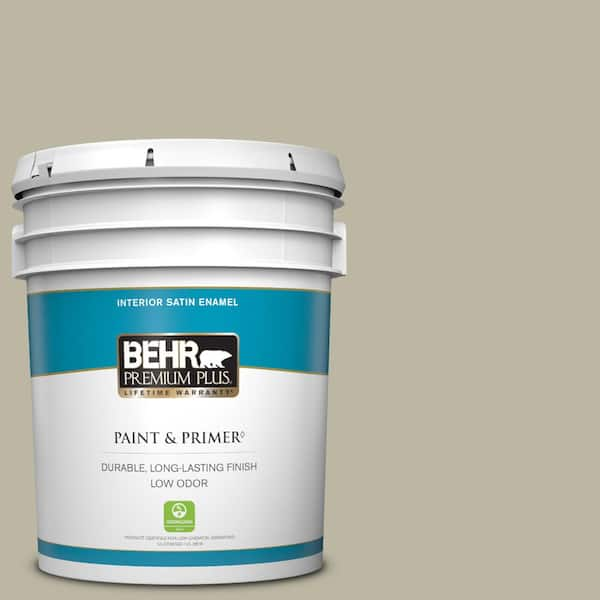 BEHR PREMIUM PLUS 5 gal. #780D-4 Koala Bear Satin Enamel Low Odor Interior Paint & Primer