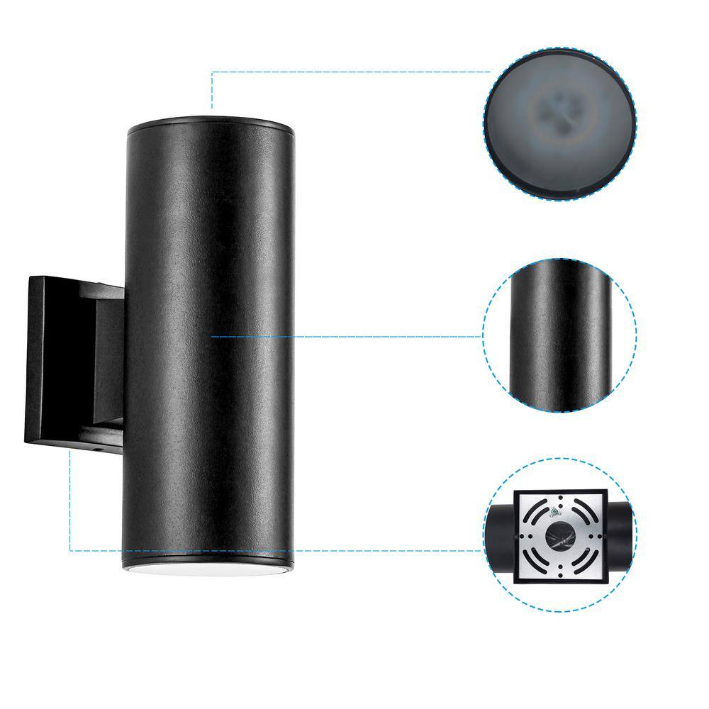 Matte Black Cylinder 11" LED Outdoor Sconce