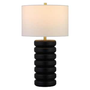 Zelda 25 in. Matte Black Ceramic Bubble Table Lamp with Fabric Shade