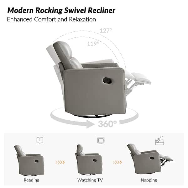 JAYDEN CREATION Benito Modern Genuine Leather Swivel Rocker