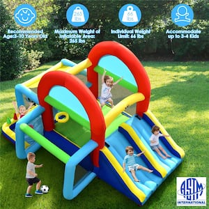 Inflatable Bounce House Kids Bouncy Jumping Castle with Dual Slides and 480-Watt Blower