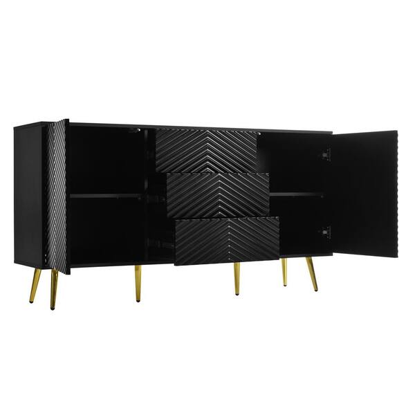 59 in. W x 15.7 in. D x 31.5 in. H Black Linen Cabinet with