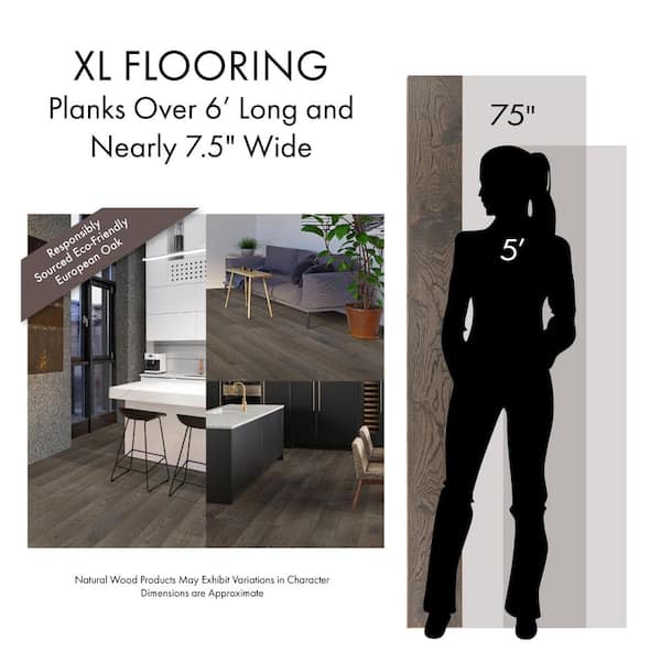XL Artesia Lane White Oak 1/2 in. T x 7.48 in. W Tongue and Groove Engineered Hardwood Flooring (34.97 sq.ft./case)