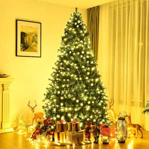 8 ft. Pre-Lit PVC Hinged Artificial Christmas Tree with 430 LED Lights