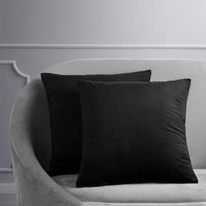 Signature Warm Black Velvet Cushion Cover - 18 in. W x 18 in. L (Pair)