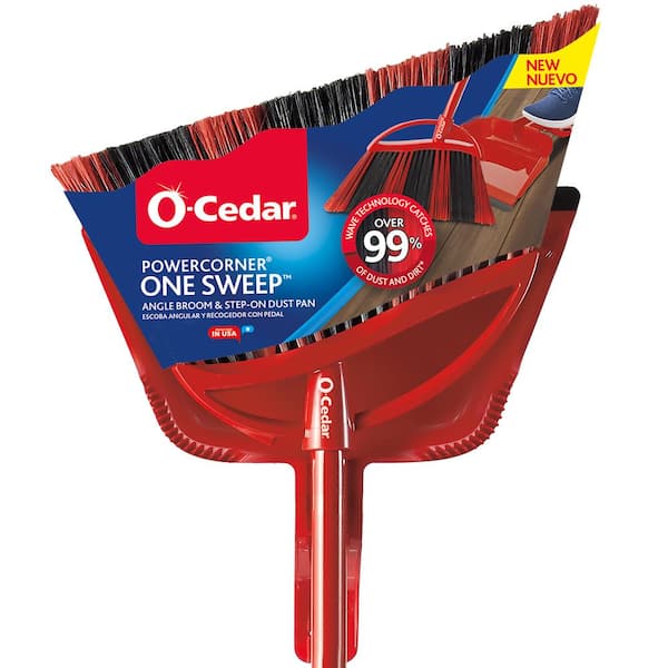 O-Cedar PowerCorner One Sweep Angle Broom & Step-On Dust Pan