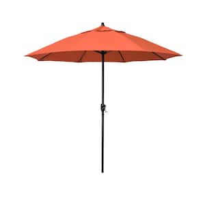 7.5 ft. Bronze Aluminum Market Patio Umbrella with Fiberglass Ribs and Auto Tilt in Sunset Olefin