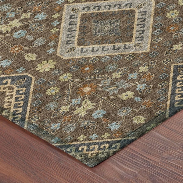 Chantille Machine Washable Indoor/Outdoor Abstract ACN2459 Chocolate 3 ft. x 5 ft. Area Rug