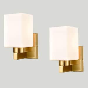 12.4 in. 1-Light Brass Modern Wall Sconce with Standard Shade
