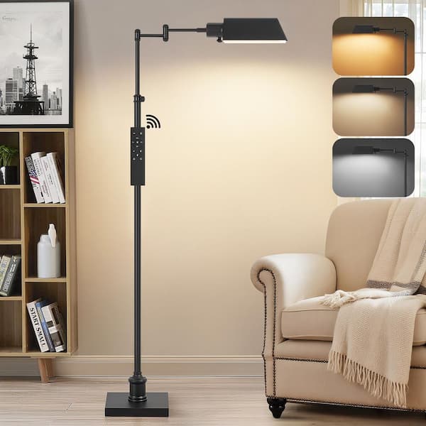 62.75" Black Traditional Height Adjustable Pharmacy Floor Lamp with 350° Swing Arm, for Living Room Reading House.