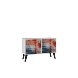 Amsterdam 35.43 in. Red and Blue Rectangle Wood 3-Shelf Double Side Table