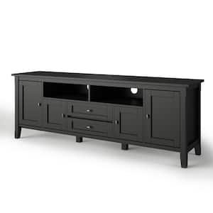Warm Shaker Solid Wood 72 in. Wide Transitional TV Media Stand in Black for TVs up to 80 in.