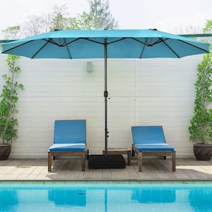 15 ft Double-Sided Patio Umbrella Market Twin Umbrella w/Enhanced Base Turquoise