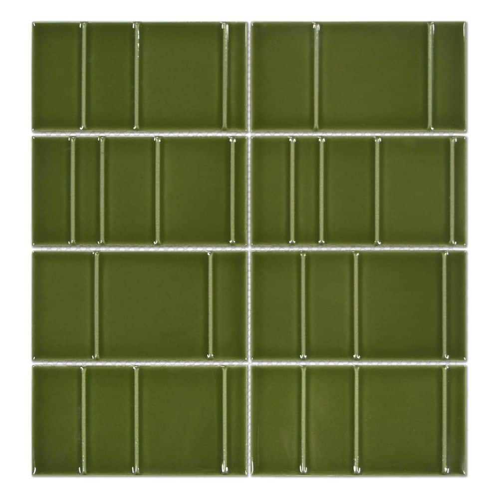 3D Line Green 12 in. x 12.5 in. Glazed Recycled Glass Handmade Wall Mosaic Tile (5 sq. ft. /Case) price history on PriceWatchPro