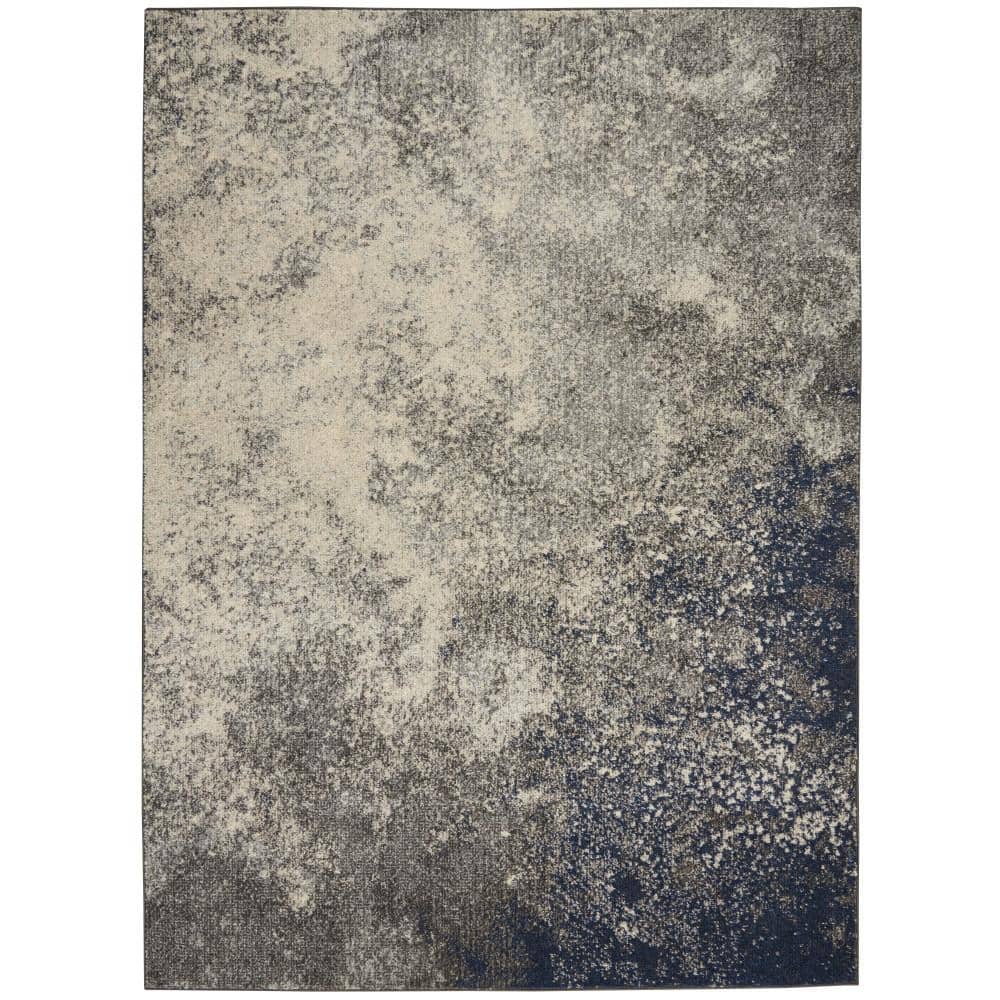 Handmade Charcoal and Ivory Floral Reversible 5' x 7' Rug