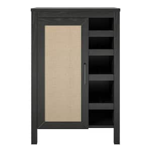 Wimberly 36 in Bar Cabinet, Black Oak with Faux Rattan