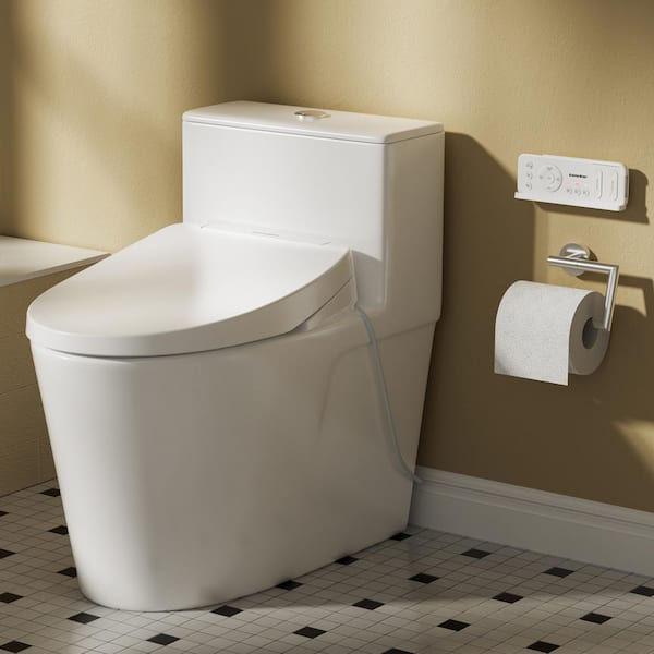 Casta Diva Elongated Electric Bidet Toilet Combo Dual Flush 1.0/1.6 GPF in White with ADA Bidet Heated Seat, Warm Water, Dryer