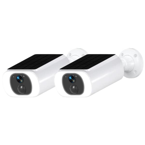 2K Solar Security Camera w Built-in Solar Panel, Wireless Outdoor, 2-Way Audio, PIR Detection, Color Night Vision, 2-Cam