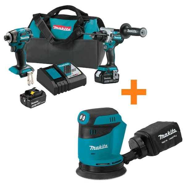 18V LXT Cordless Brushless 2-piece Combo Kit 5. 0Ah with bonus 18V LXT 5 in. Variable Speed Random Orbit Sander
