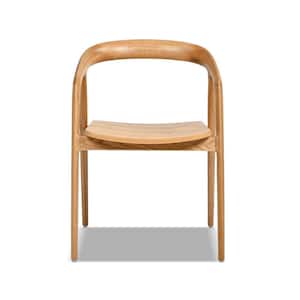 Simeon 21 in. Scandinavian Sculpted Oak Wood Dining Chair, Warm Natural Brown Oak Wood