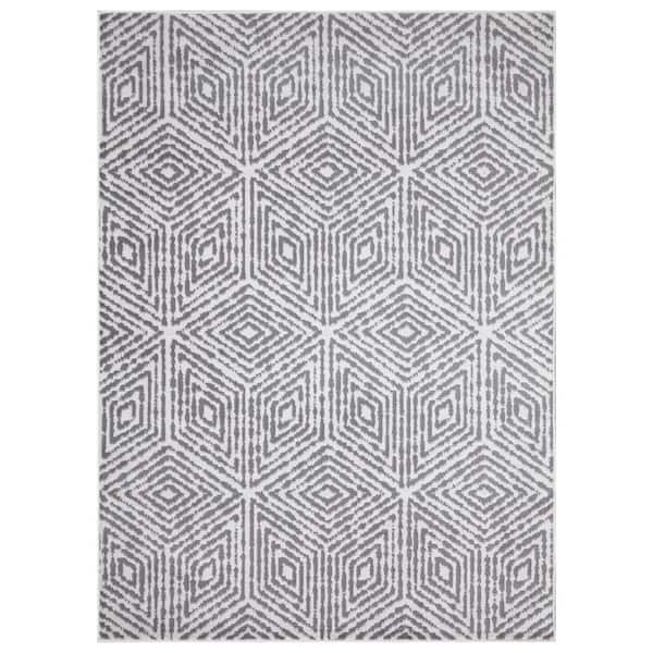 Ottomanson Rixos Collection Geometric Cubes 5x7 Indoor Living Room Area Rug, 5 ft. 3 in. x 6 ft. 11 in., Grey