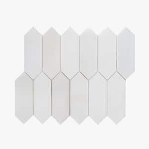 Suburbs White 10 in. x 12.375 in. Picket Polished Marble Wall and Floor Mosaic Tile (0.859 sq. ft./Each)
