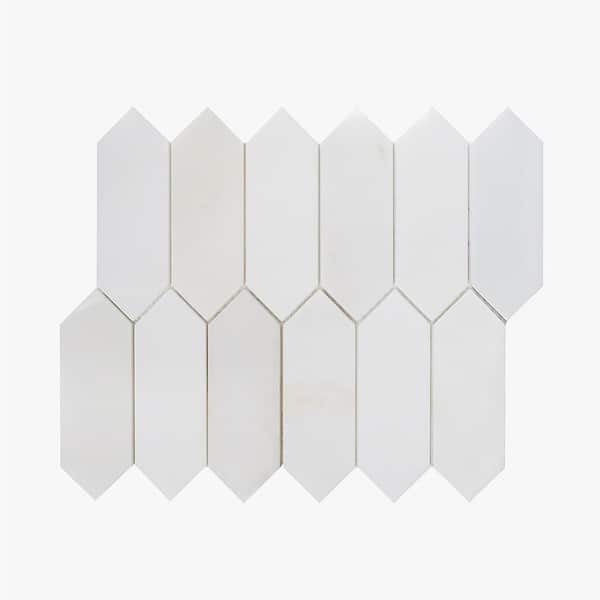 Jeffrey Court Suburbs White 10 in. x 12.375 in. Picket Polished Marble Wall and Floor Mosaic Tile (0.859 sq. ft./Each)
