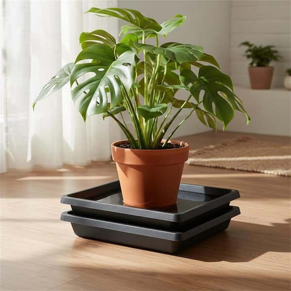 Unbranded 2 Pack Plastic Square Plant Saucer YNLIN375