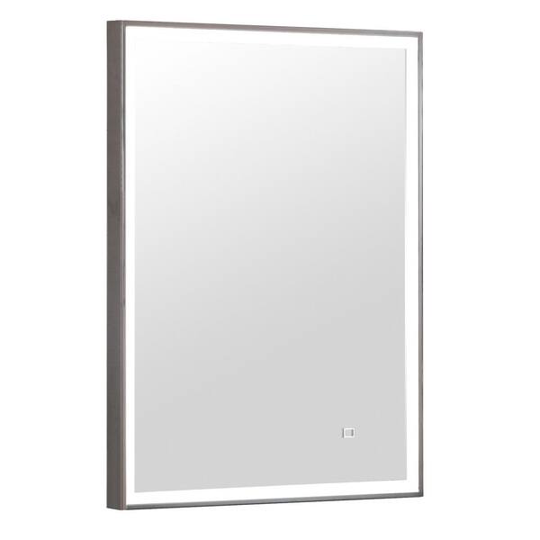 Avanity 20 in. W x 28 in. H Framed Rectangular LED Light Bathroom Vanity Mirror in Gray