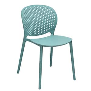 Blue Plastic Side Dining Chairs with Indoor Outdoor (Set of 4)