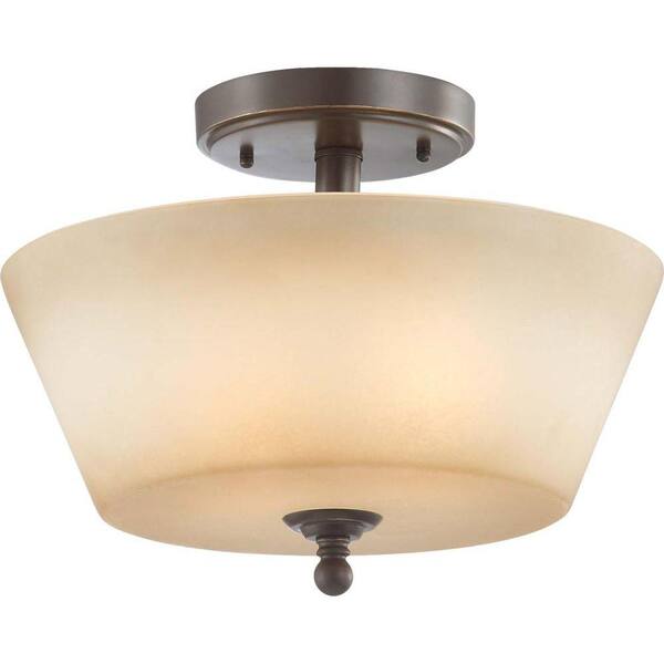 Glomar Concord 2-Light Vintage Bronze Semi-Flush Mount Light