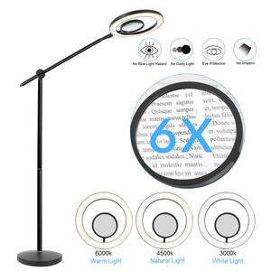 58 .3 in. Black 6x Magnifying Glass Floor Lamp Adjustable LED Lighted Magnifier