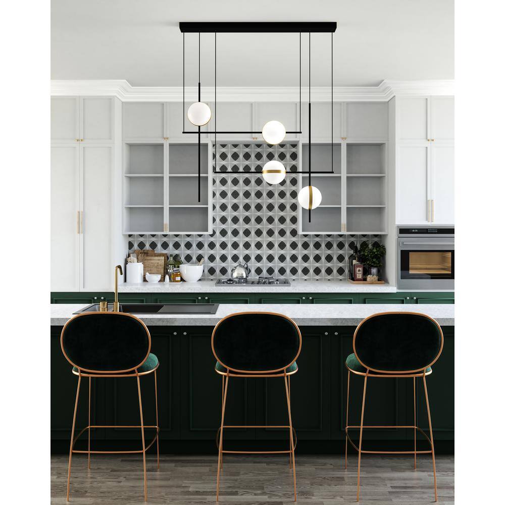 Matte Black and Brushed Gold 36" LED Chandelier