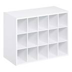 19.38 in. H x 24.13 in. W x 11.63 in. D White Wood Look 15-Cube Organizer