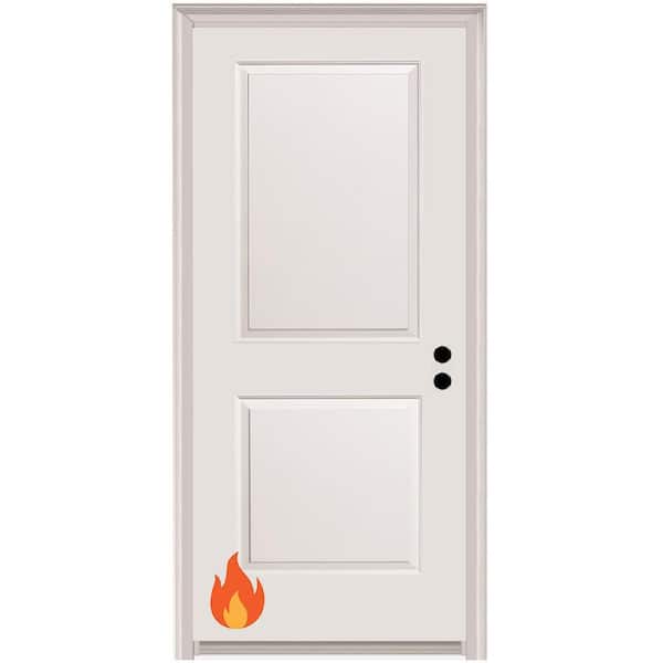 32 in. x 80 in. Carrara Left-Hand Primed Composite 20-Minute Fire-Rated House-to-Garage Single Prehung Interior Door