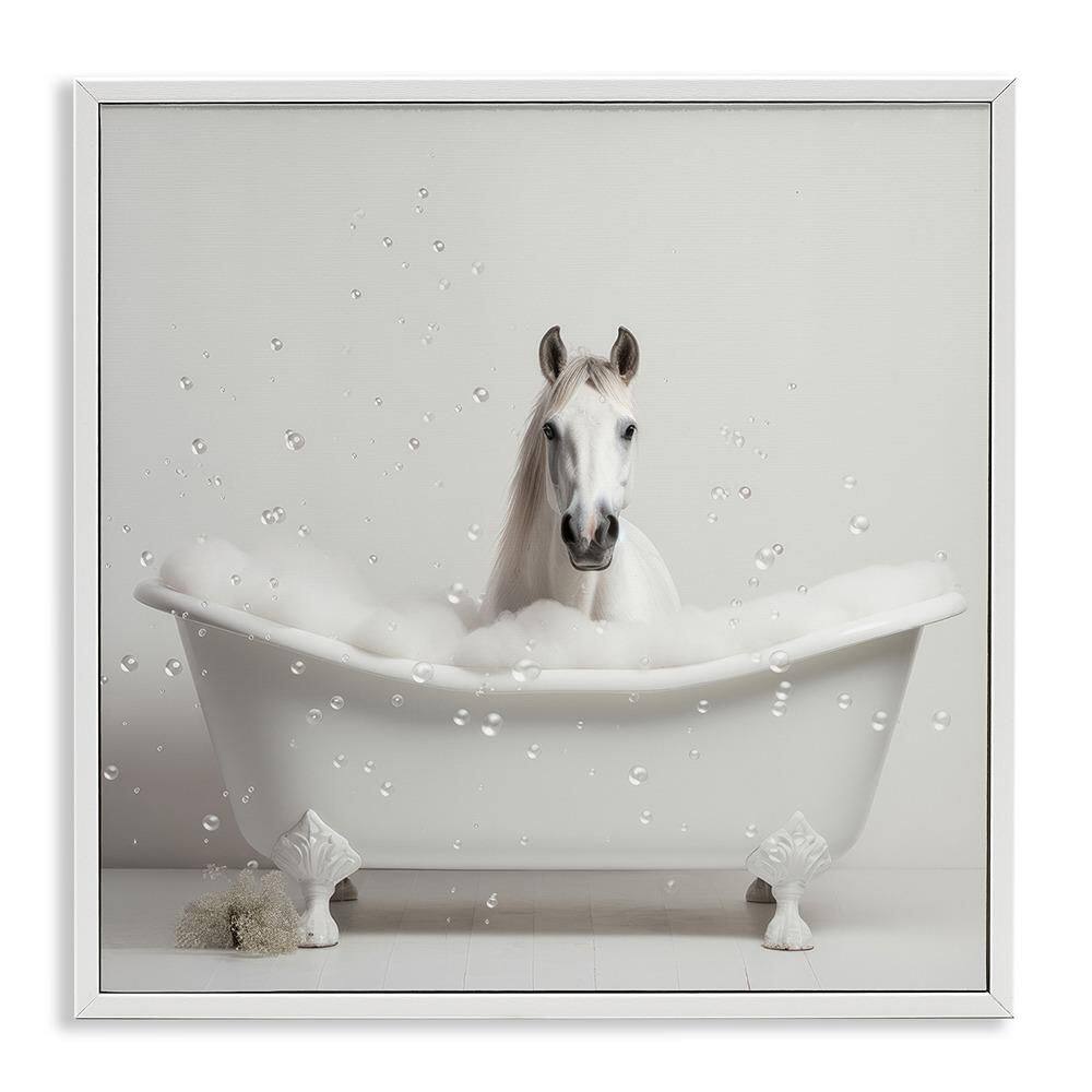 Horse Bubble Bath by Lazar Studio 1 Piece White Framed Animal Giclee Art Print 24 in. x 24 in. price history on PriceWatchPro