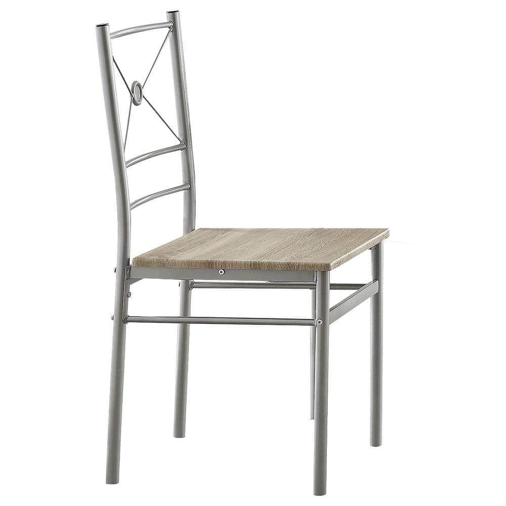 Transitional Silver and Brown 5-Piece Rectangular Dining Set