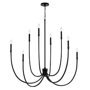 Malene 45.25 in. 8-Light Black Traditional Candle Foyer Chandelier for Dining Room