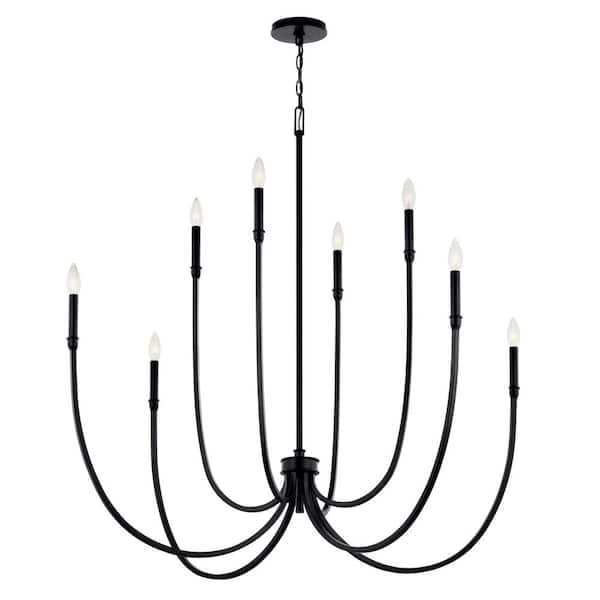 Malene 45.25 in. 8-Light Black Traditional Candle Foyer Chandelier for Dining Room
