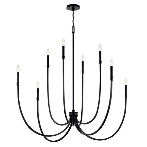 Malene 45.25 in. 8-Light Black Traditional Candle Foyer Chandelier for Dining Room