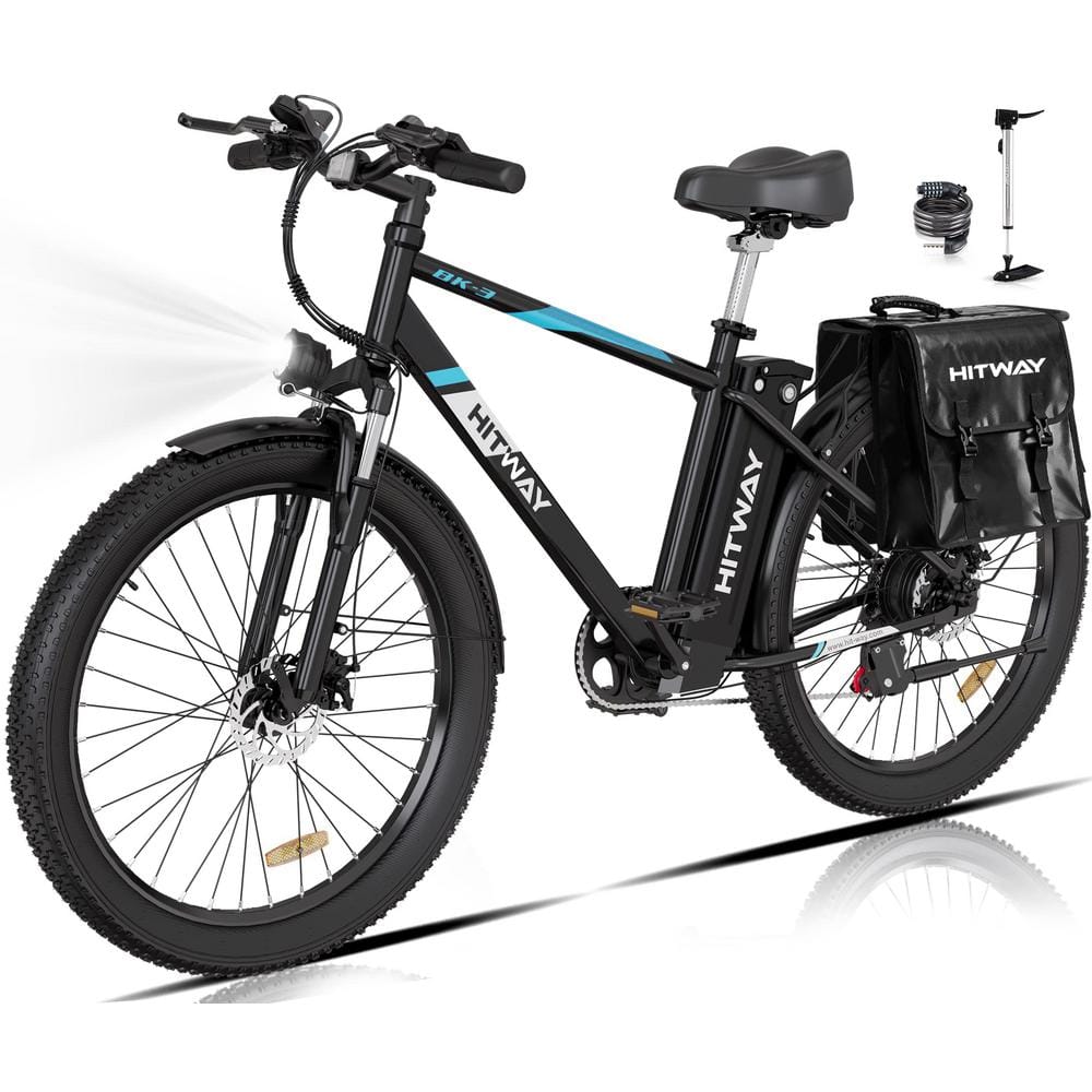 26 in. x 3 in. Fat Tire Commuter and Mountain Electric Bike for Adults with 750W/48V/14Ah Ebike with Removable Battery -  HITWAY, HW-BK3M-GB3