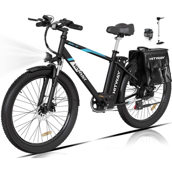 HITWAY 26 in. x 3 in. Fat Tire Commuter and Mountain Electric Bike for ...