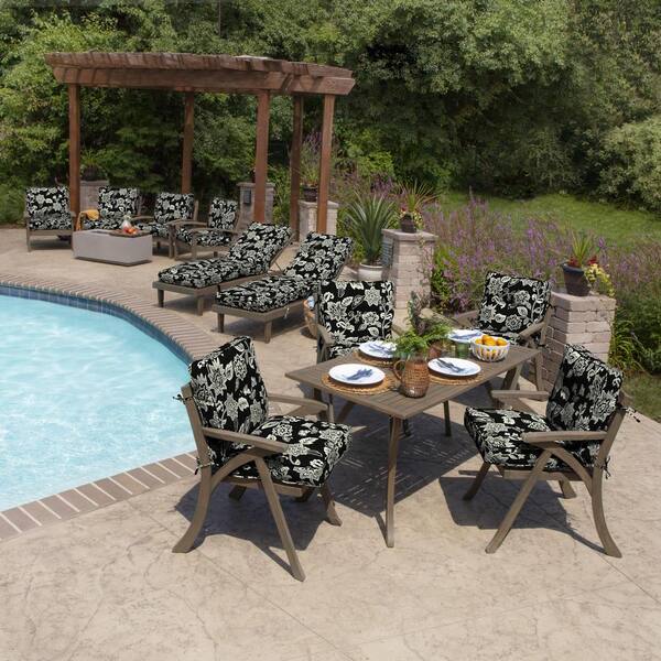 ARDEN SELECTIONS Plush PolyFill 21 in. x 20 in. Outdoor Dining Chair Cushion  in Ashland Black Jacobean TH19587B-D9Z1 - The Home Depot