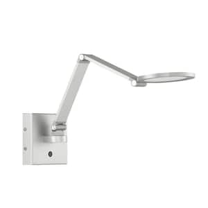 ROUNDO 4.75 in. 1 Light Aluminum LED Wall Sconce with White Metal, Acrylic Shade