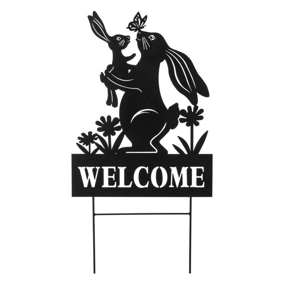 30 in. H Multi-functional 2-in-1  Metal Rabbit Silhouette with Welcome Sign Garden Yardstake, Wall Decor price history on PriceWatchPro