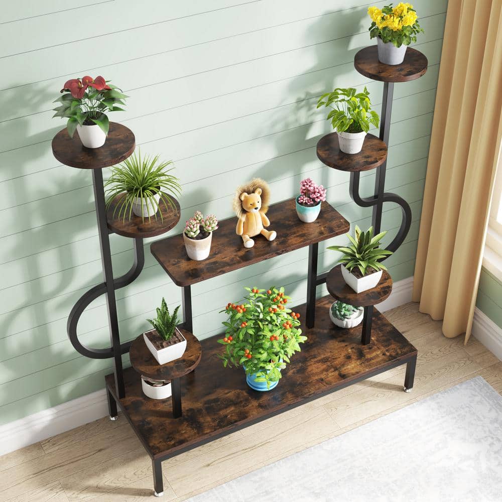 BYBLIGHT Wellston 47.2 in. H Rustic Brown Round Wood Corner