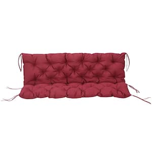 Tufted Bench Cushions for Outdoor Furniture, 3-Seater Replacement Swing Chair, Overstuffed Backrest, Wine Red