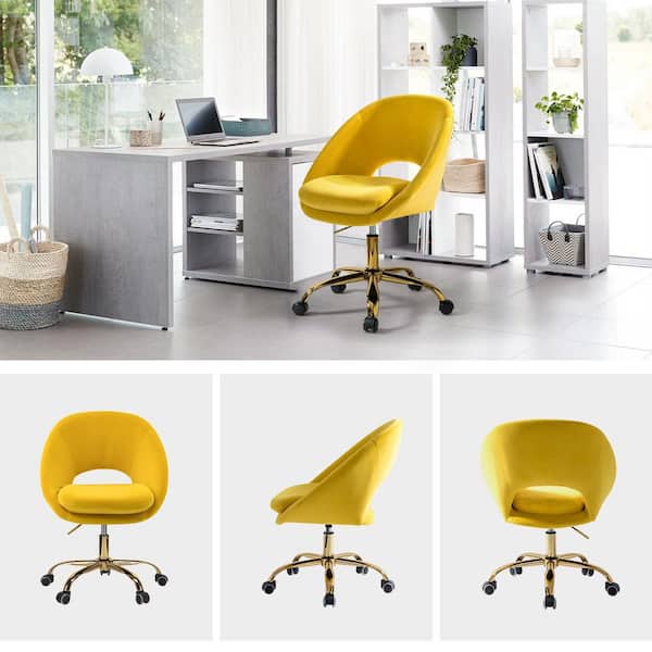 JAYDEN CREATION Savas Yellow Upholstered 18 in.-21 in. H