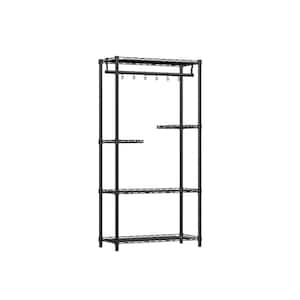 57.5 in. Tall Indoor/Outdoor Black Metal Plant Stand (5-tiered)
